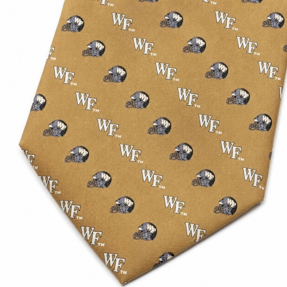 Wake Forest Demon Deacons Tie Mens 100% Silk Rivetz of Boston WF Helmet Gold...